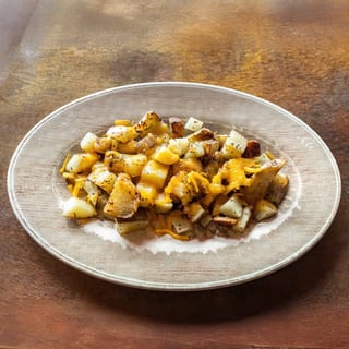 Cheesy Skillet Garlic Potatoes (serves 10)